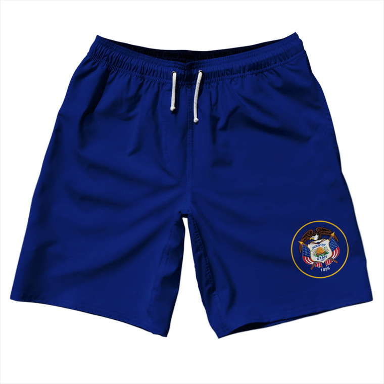 Utah US State Flag 10" Swim Shorts Made in USA - Navy