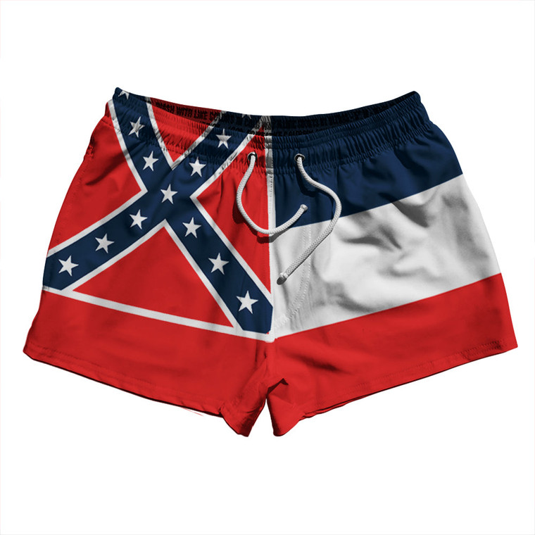 Mississippi US State Flag 2.5" Swim Shorts Made in USA - Red White