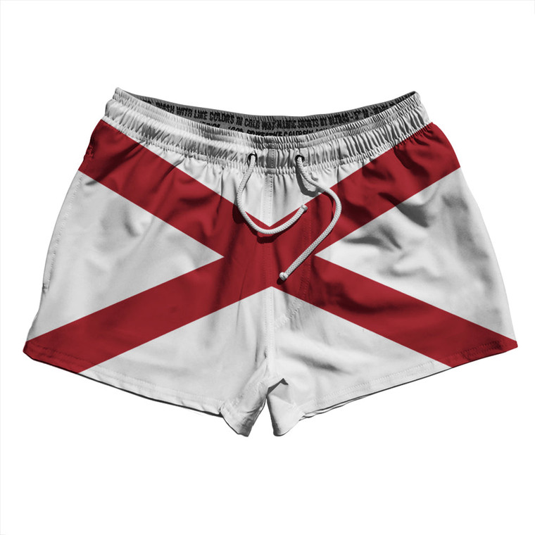 Alabama US State Flag 2.5" Swim Shorts Made in USA - Red White