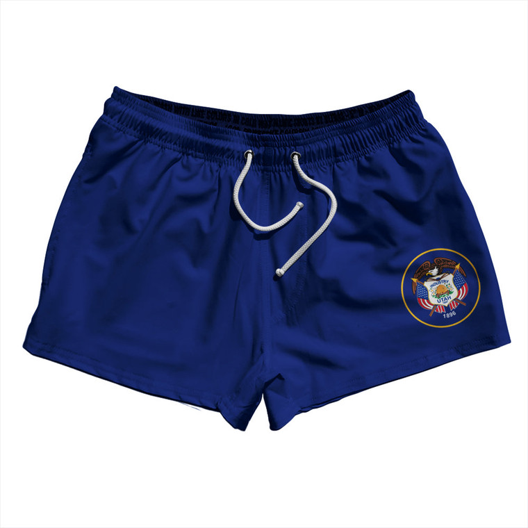 Utah US State Flag 2.5" Swim Shorts Made in USA - Navy