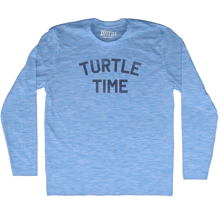 Turtle Time Adult Tri-Blend Long Sleeve T-shirt - Athletic Blue