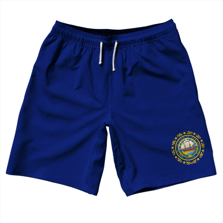 New Hampshire US State Flag 10" Swim Shorts Made in USA - Blue
