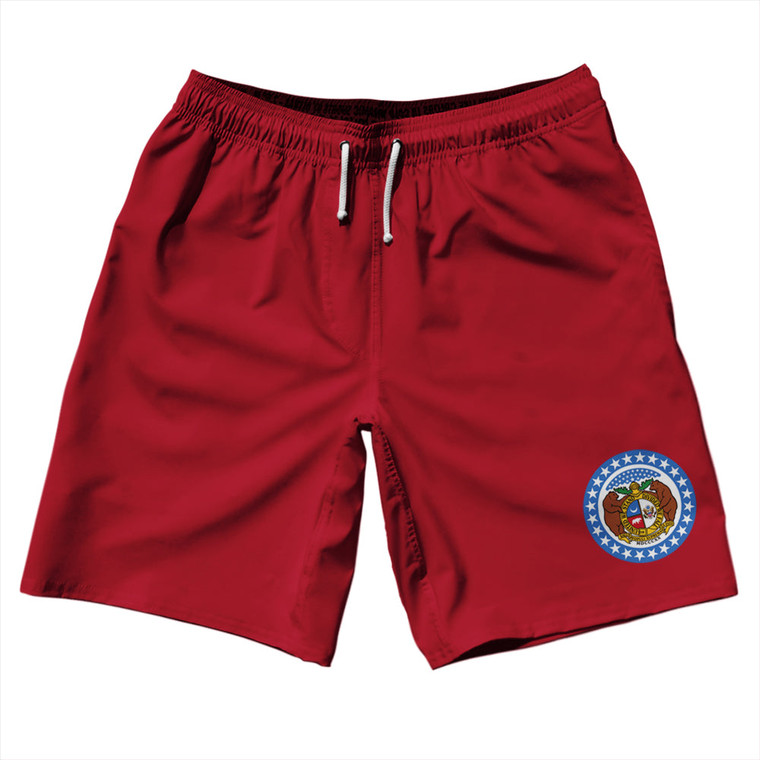Missouri US State Flag 10" Swim Shorts Made in USA - Red