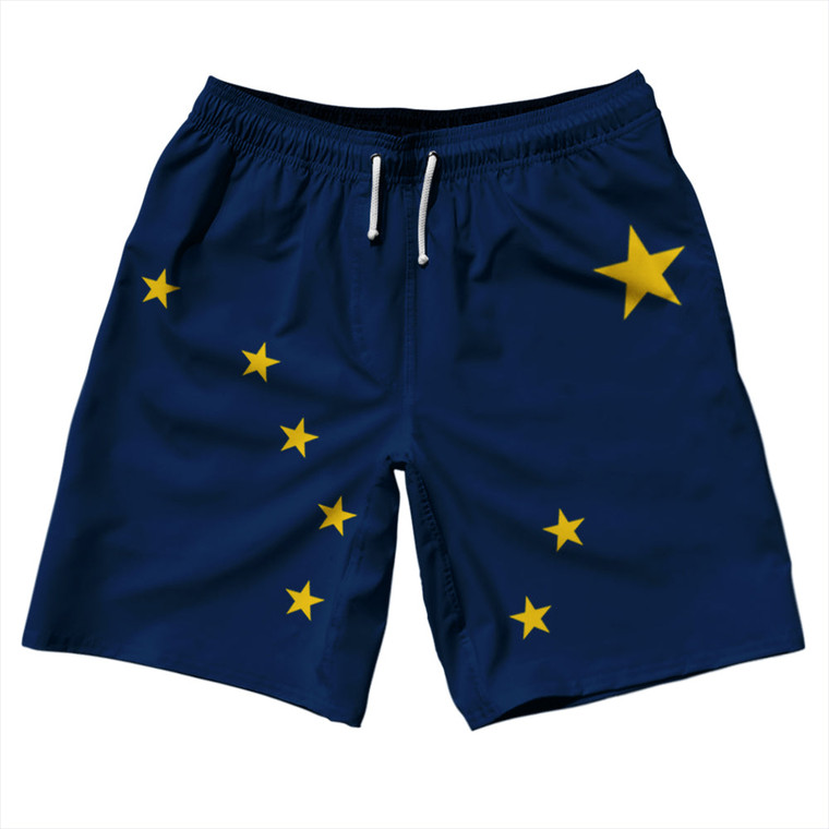 Alaska US State Flag 10" Swim Shorts Made in USA - Navy