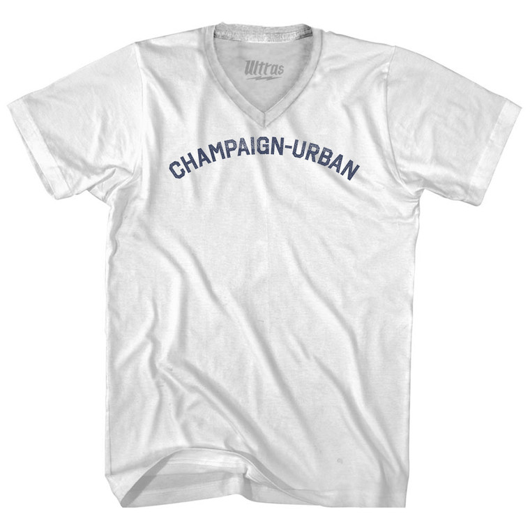 Champaign-Urbana Adult Tri-Blend V-neck T-shirt - White