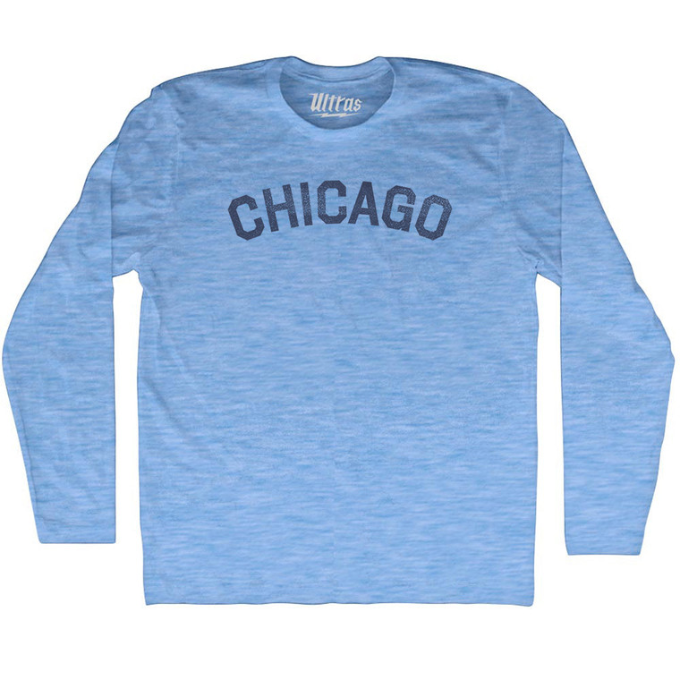 Chicago Adult Tri-Blend Long Sleeve T-shirt - Athletic Blue