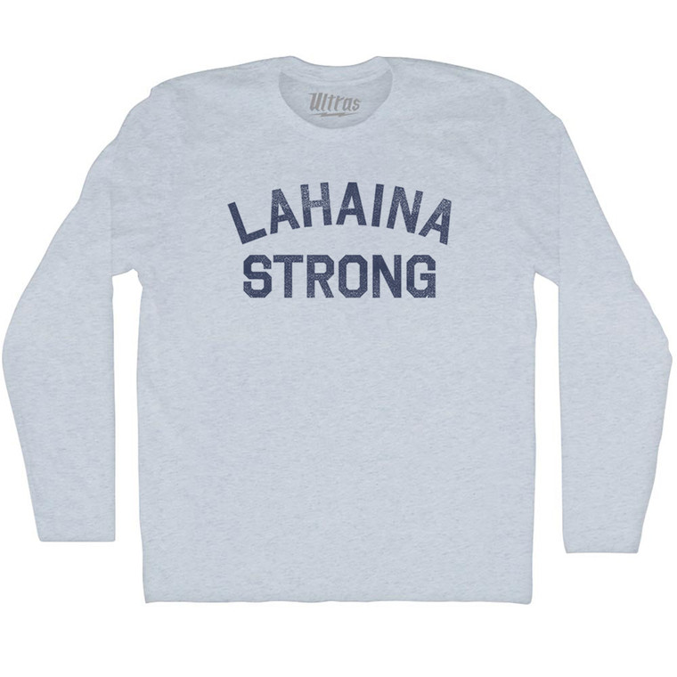 Lahaina Strong Adult Tri-Blend Long Sleeve T-shirt - Athletic White