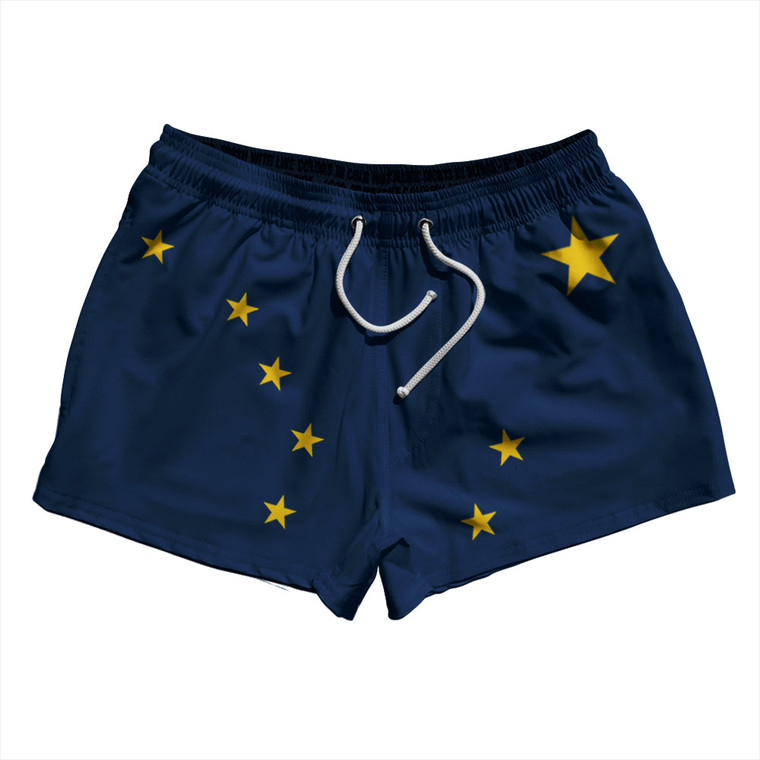 Alaska US State Flag 2.5" Swim Shorts Made in USA - Navy