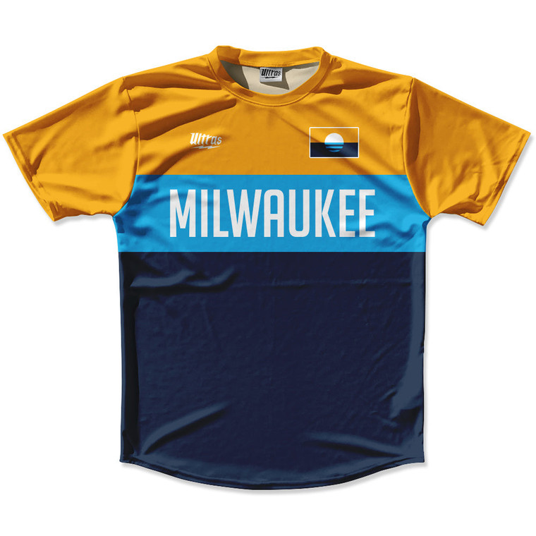Milwaukee Finish Line Running Shirt Track Cross Made In USA - Yellow Navy