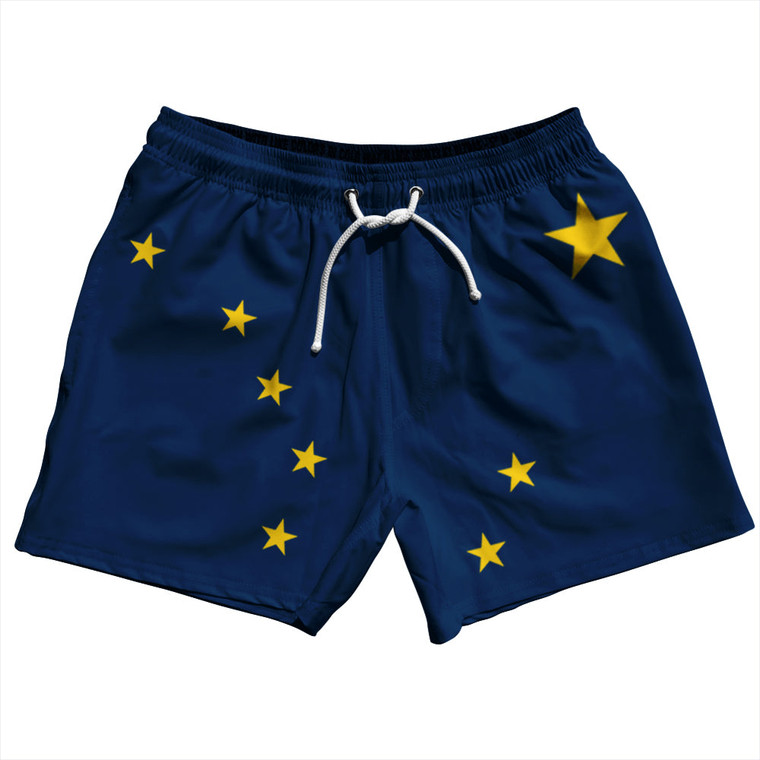 Alaska US State Flag 5" Swim Shorts Made in USA - Navy