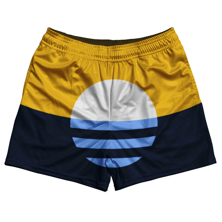 Milwaukee Flag Rugby Shorts Made In USA - Yellow Navy