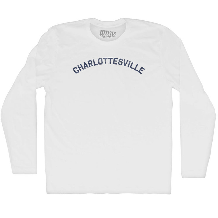 Charlottesville Adult Cotton Long Sleeve T-shirt - White