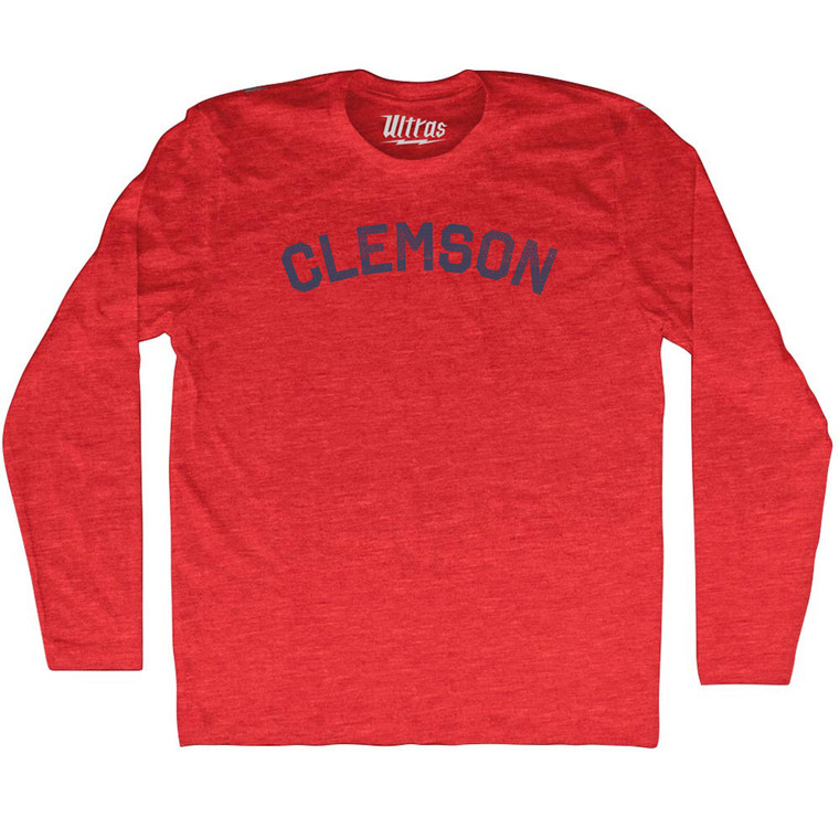 Clemson Adult Tri-Blend Long Sleeve T-shirt - Athletic Red