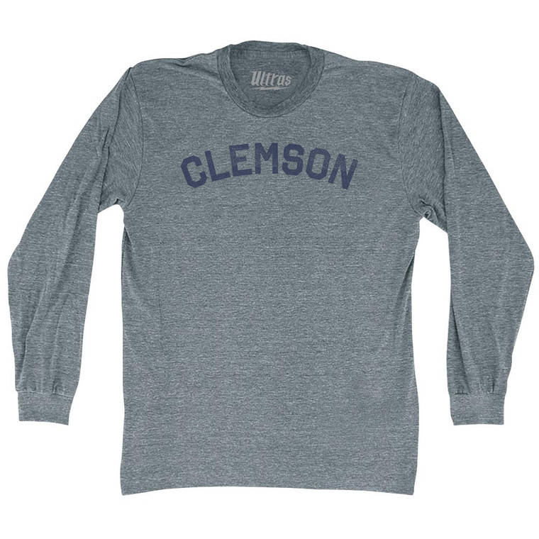 Clemson Adult Tri-Blend Long Sleeve T-shirt - Athletic Grey