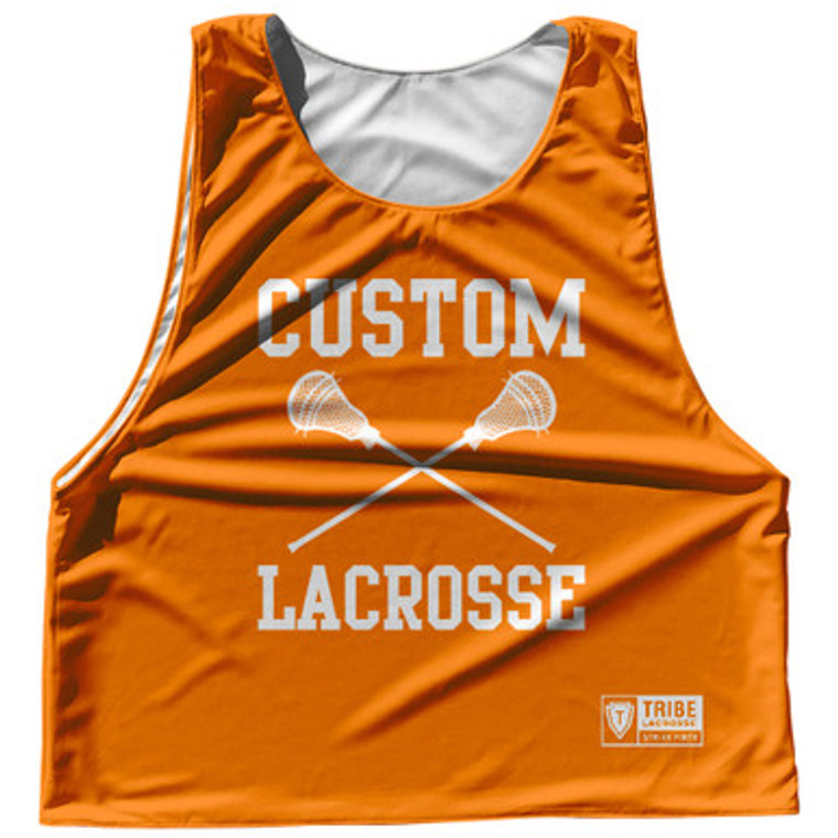 Custom Lacrosse Orange Tennessee and White Reversible Lacrosse Pinnie
