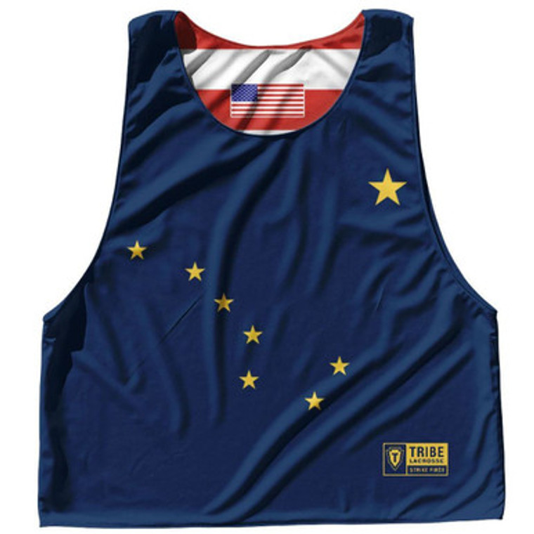 Alaska State Flag and American Flag Reversible Lacrosse Pinnie Made In USA - Navy