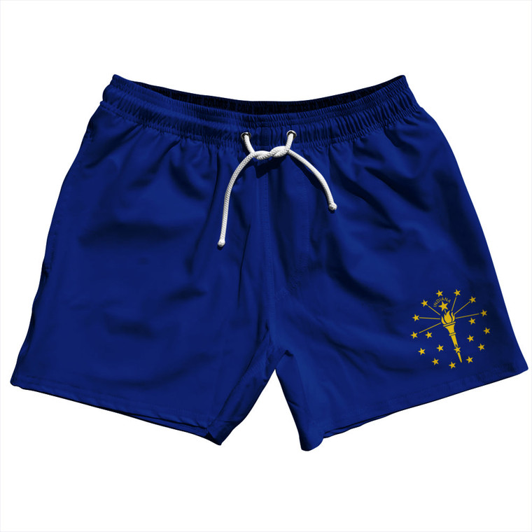 Indiana US State Flag 5" Swim Shorts Made in USA - Navy