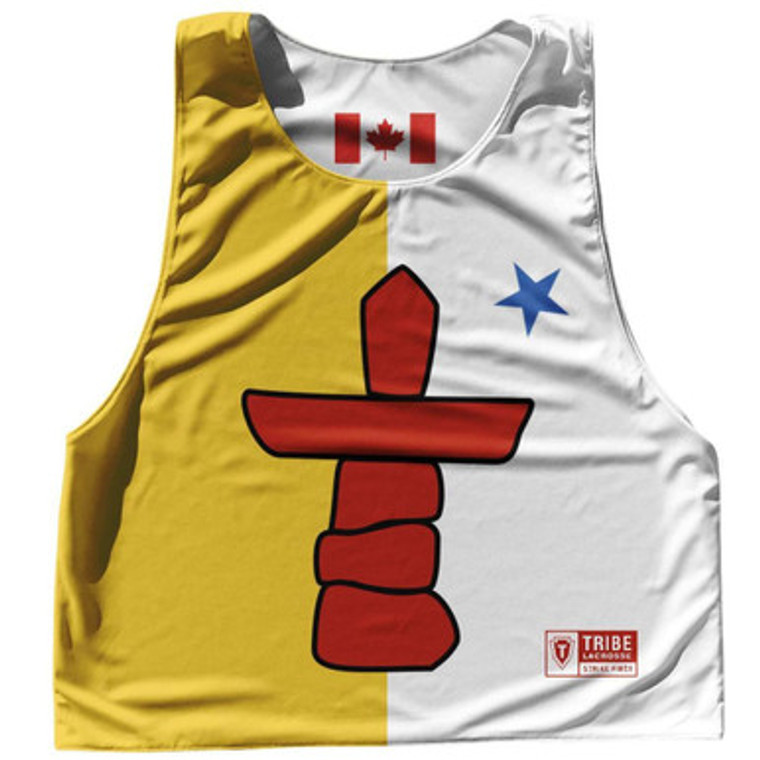 Nunavut Province Flag and Canada Flag Reversible Lacrosse Pinnie Made In USA - Yellow White