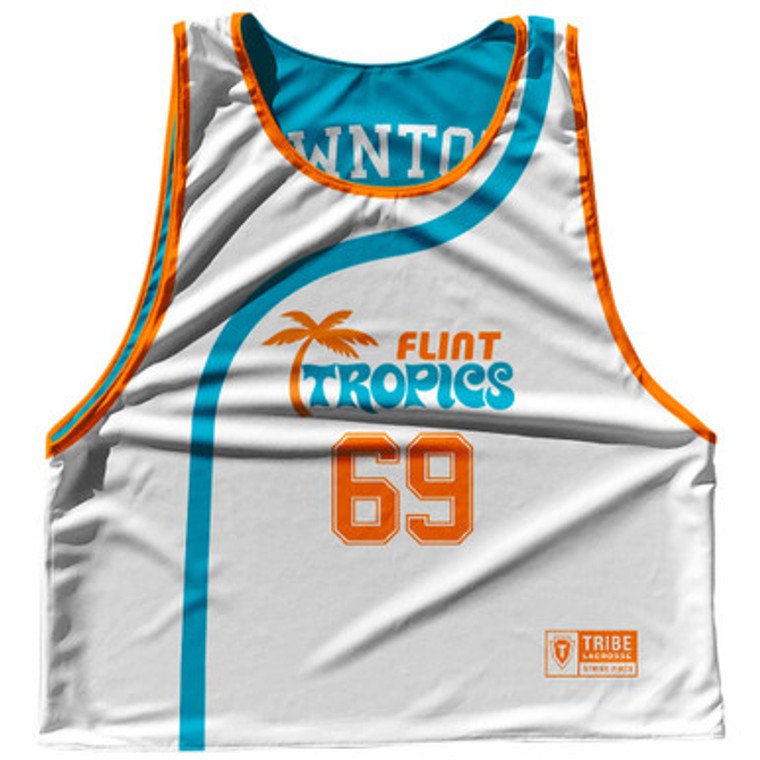 Flint Tropics Downtown 69 White Side Reversible Lacrosse Pinnie Made In USA - White