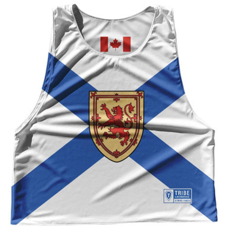 Nova Scotia Province Flag and Canada Flag Reversible Lacrosse Pinnie Made In USA - White