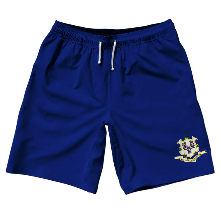 Connecticut US State Flag 10" Swim Shorts Made in USA - Blue