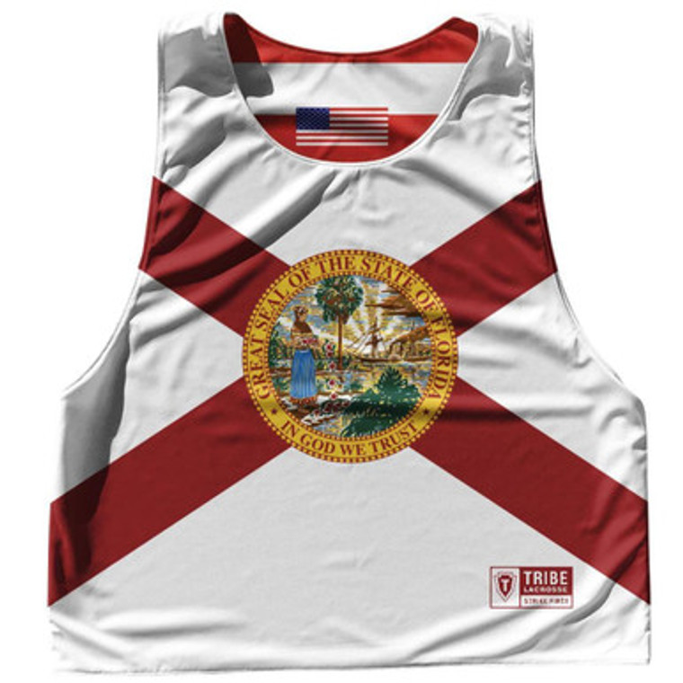Florida State Flag and American Flag Reversible Lacrosse Pinnie Made In USA - White