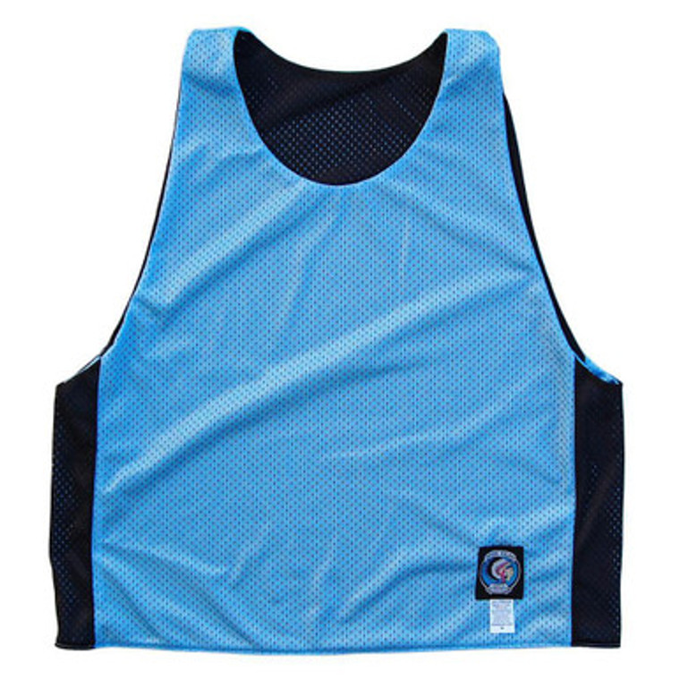 Baby Blue and Black Reversible Lacrosse Pinnie Made In USA - Baby Blue & Black