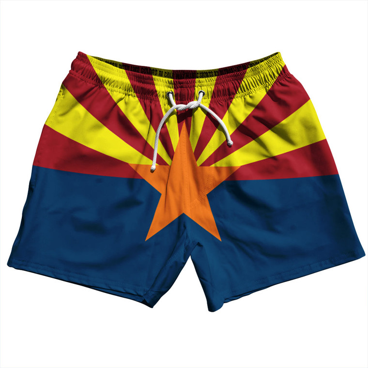 Arizona US State Flag 5" Swim Shorts Made in USA - Yellow Red