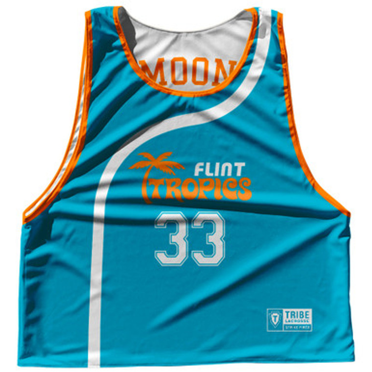 Flint Tropics Moon 33 Blue Side Reversible Lacrosse Pinnie Made In USA - Blue