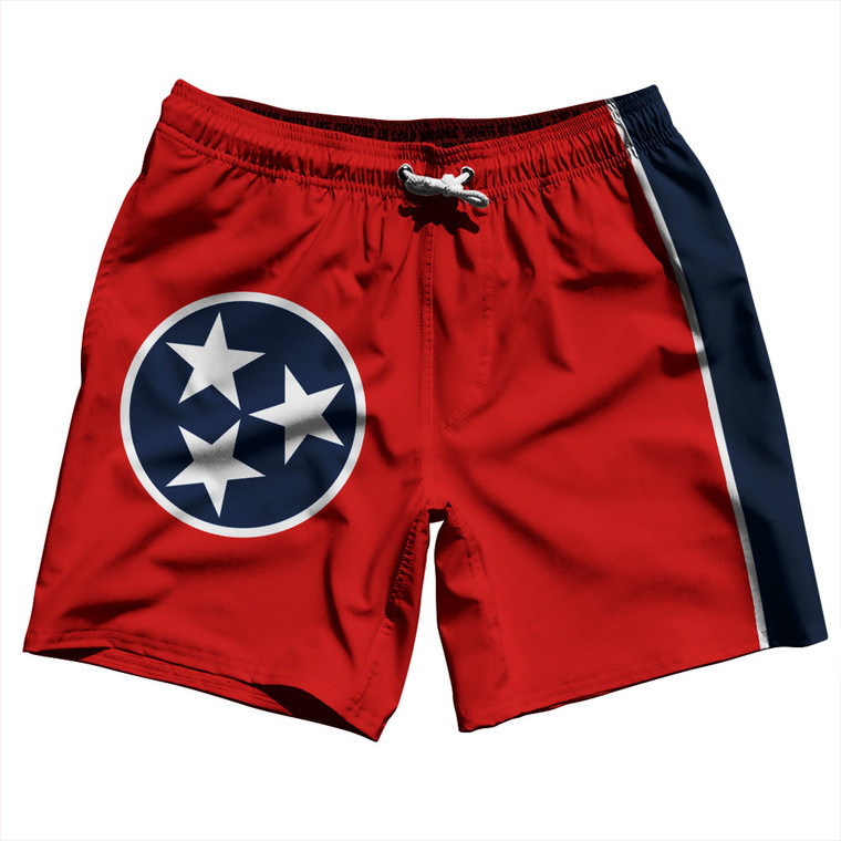 Tennessee US State Flag Swim Shorts 7" Made in USA - Red