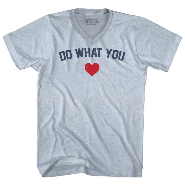 Do What You Heart Adult Tri-Blend V-neck T-shirt - Athletic White