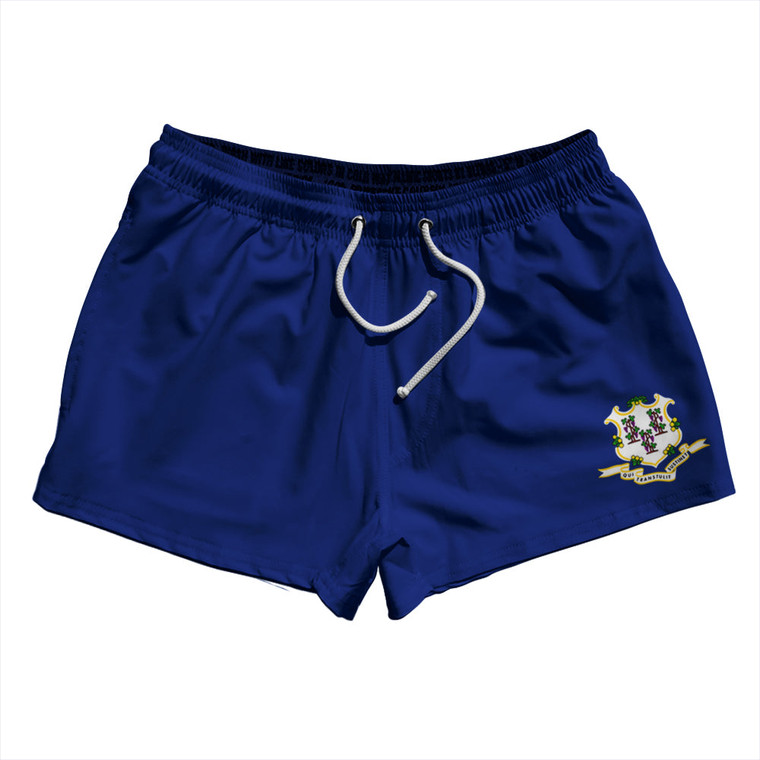 Connecticut US State Flag 2.5" Swim Shorts Made in USA - Blue