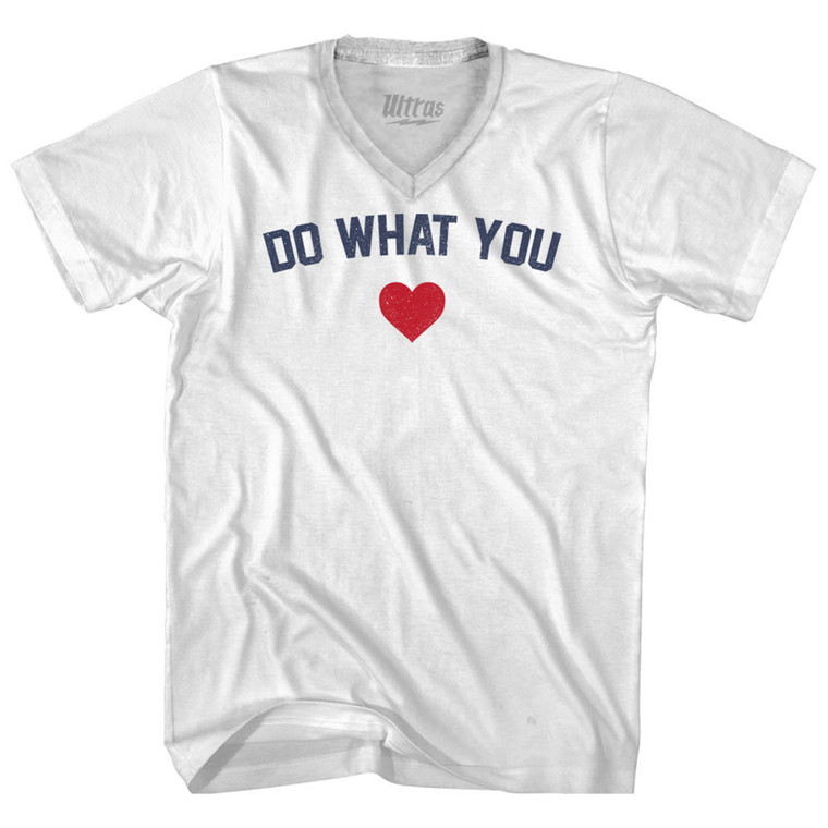 Do What You Heart Adult Tri-Blend V-neck T-shirt - White