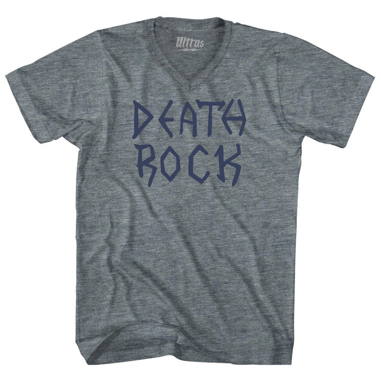 Death Rock Adult Tri-Blend V-neck T-shirt - Athletic Grey