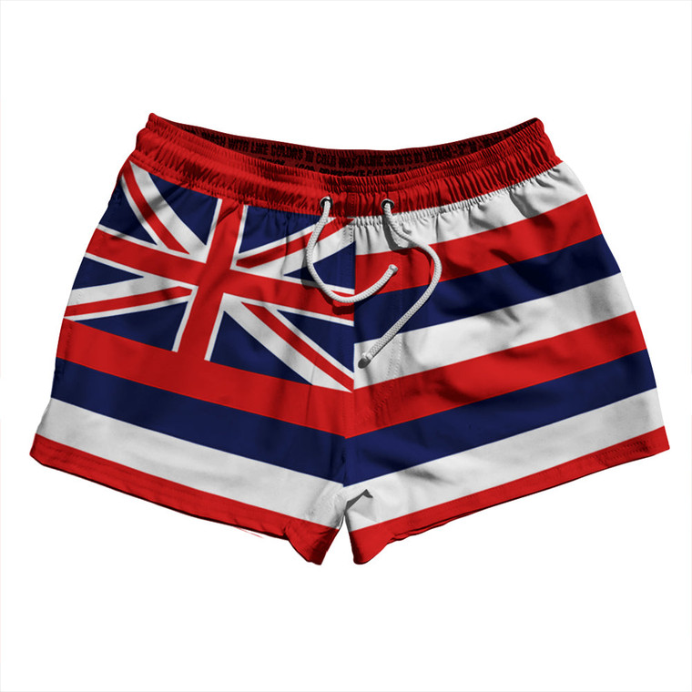 Hawaii US State Flag 2.5" Swim Shorts Made in USA - Red White Blue