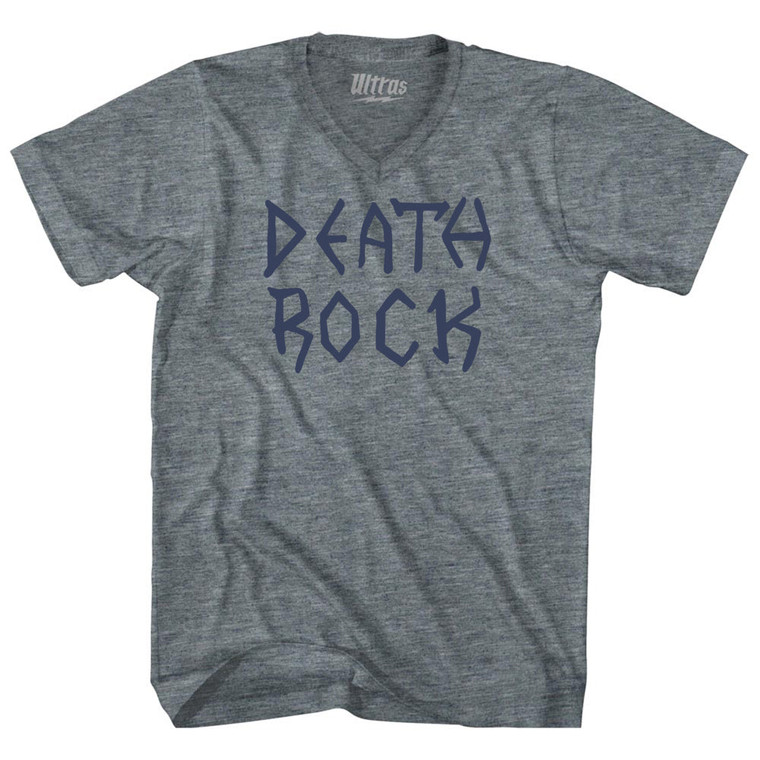 Death Rock Tri-Blend V-neck Womens Junior Cut T-shirt - Athletic Grey