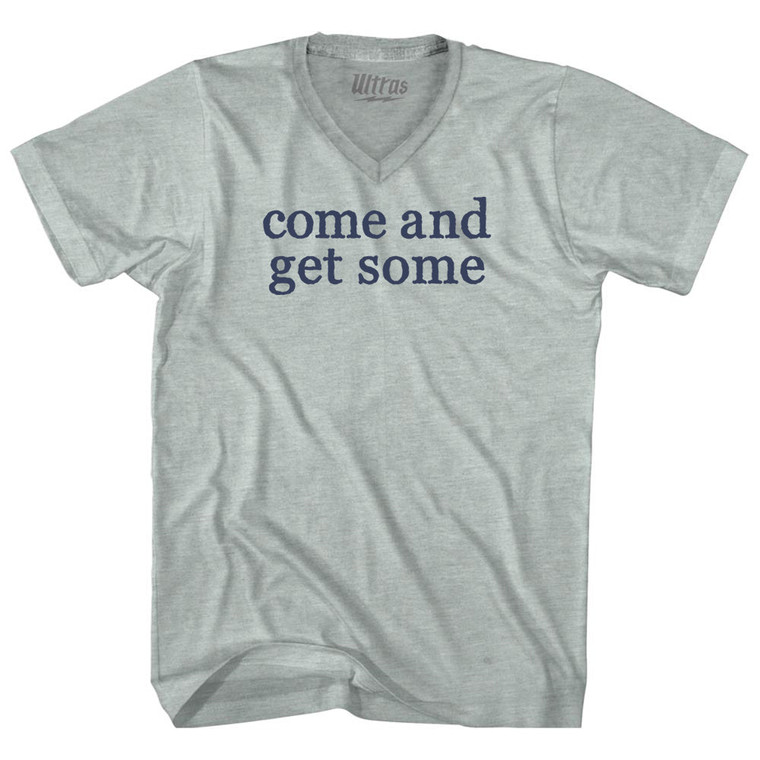 Come And Get Some Rage Font Adult Tri-Blend V-neck T-shirt - Athletic Cool Grey