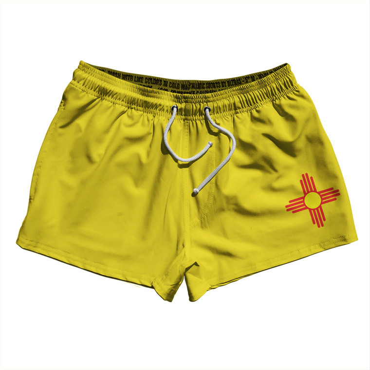 New Mexico US State Flag 2.5" Swim Shorts Made in USA - Yellow