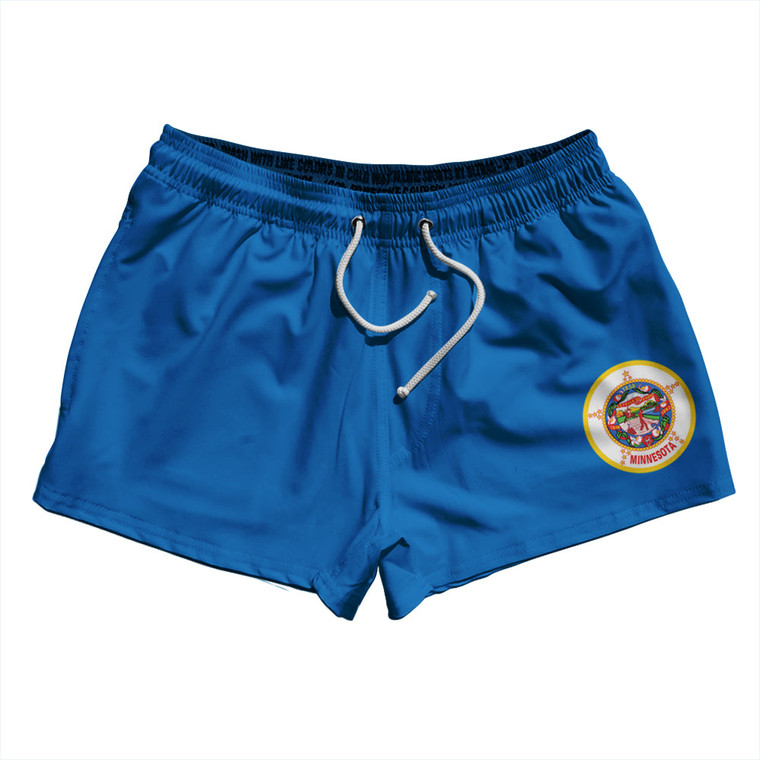 Minnesota US State Flag 2.5" Swim Shorts Made in USA - Blue