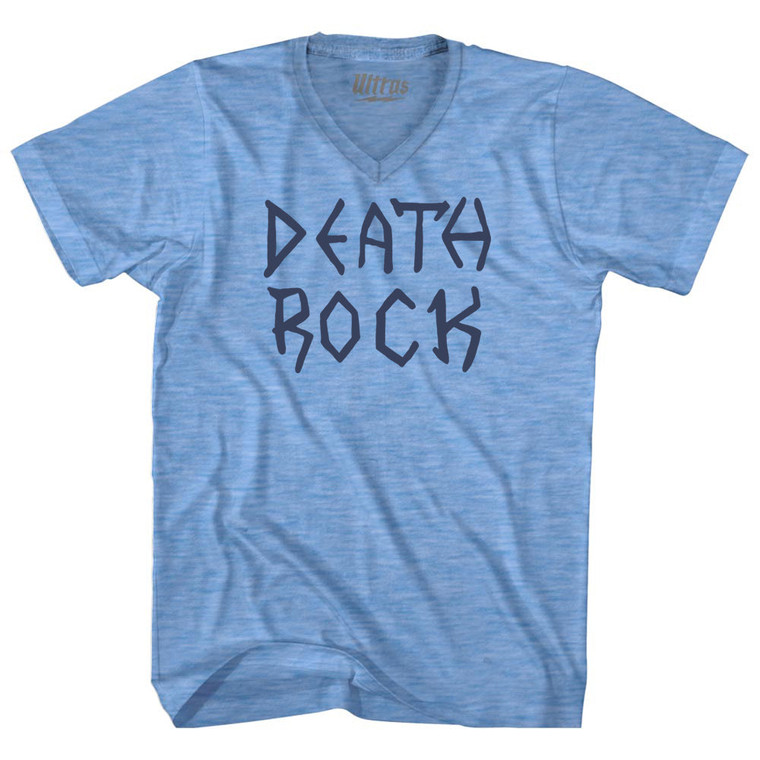 Death Rock Adult Tri-Blend V-neck T-shirt - Athletic Blue