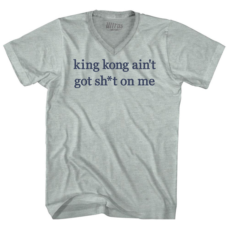 King Kong Ain't Got Shit On Me Rage Font Adult Tri-Blend V-neck T-shirt - Athletic Cool Grey