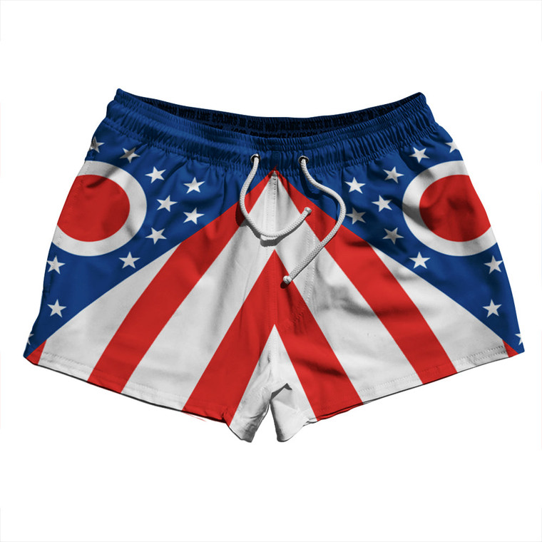 Ohio US State Flag 2.5" Swim Shorts Made in USA - Blue White Red