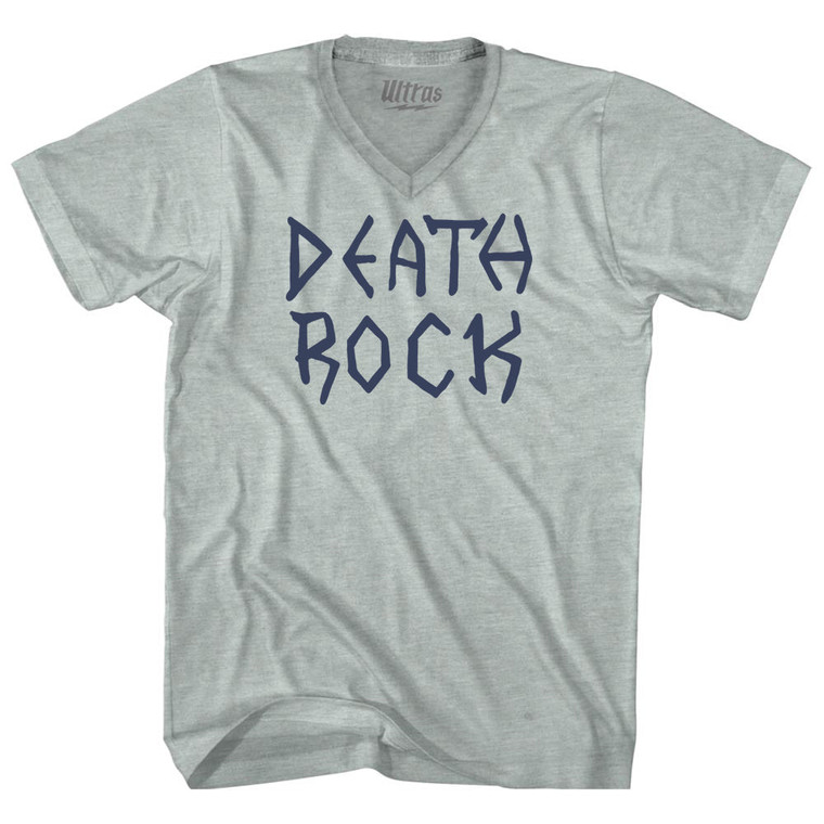 Death Rock Adult Tri-Blend V-neck T-shirt - Athletic Cool Grey