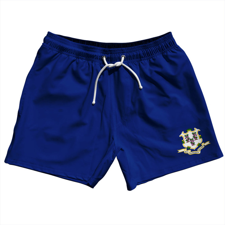 Connecticut US State Flag 5" Swim Shorts Made in USA - Blue