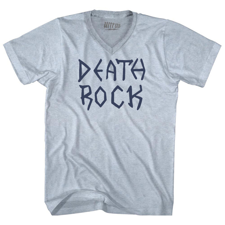 Death Rock Adult Tri-Blend V-neck T-shirt - Athletic White