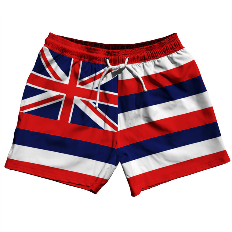 Hawaii US State Flag 5" Swim Shorts Made in USA - Red White Blue