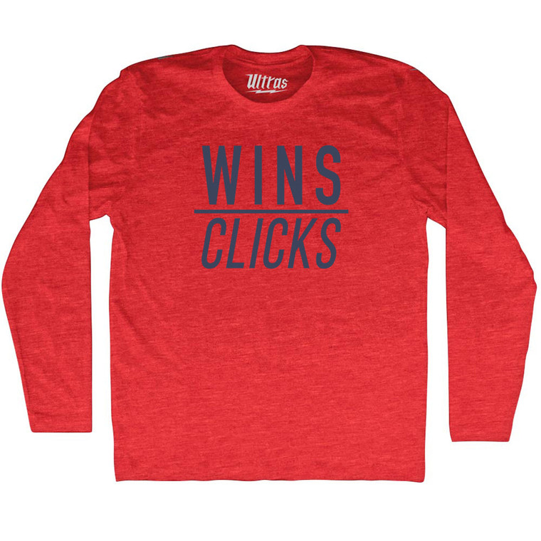 Wins Over Clicks Adult Tri-Blend Long Sleeve T-shirt - Athletic Red