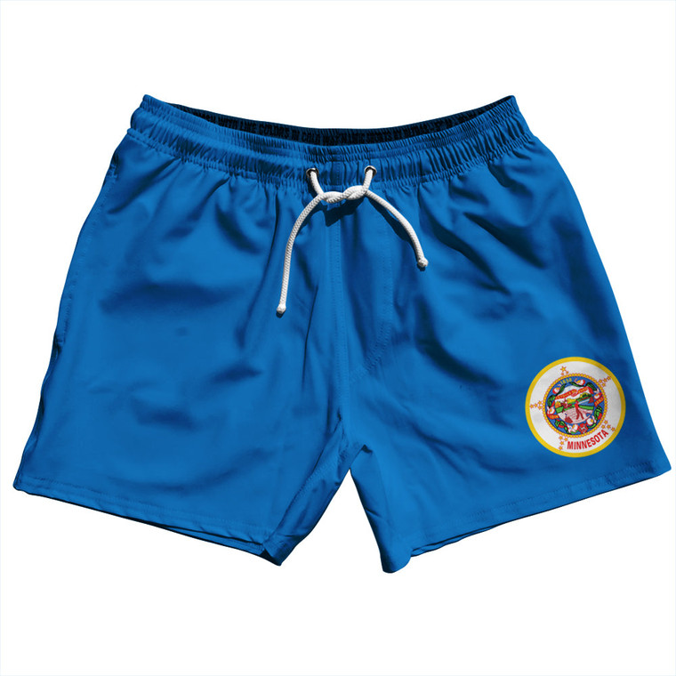 Minnesota US State Flag 5" Swim Shorts Made in USA - Blue