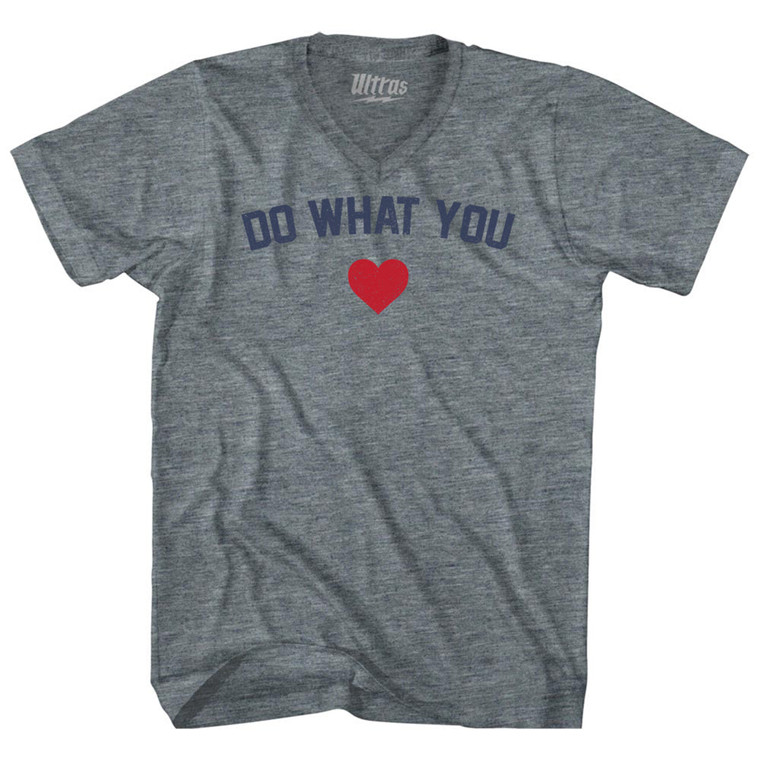 Do What You Heart Tri-Blend V-neck Womens Junior Cut T-shirt - Athletic Grey