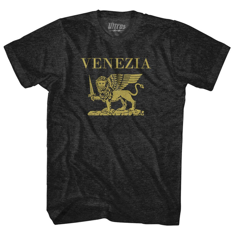 Venezia Lion Venice War Flag Adult Tri-Blend T-shirt - Black